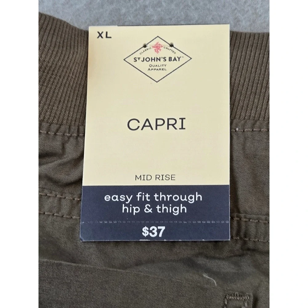 New St Johns Bay Cargo Capri Pants Mid Rise Womens XL Gorpcore Hiking Earth Tone